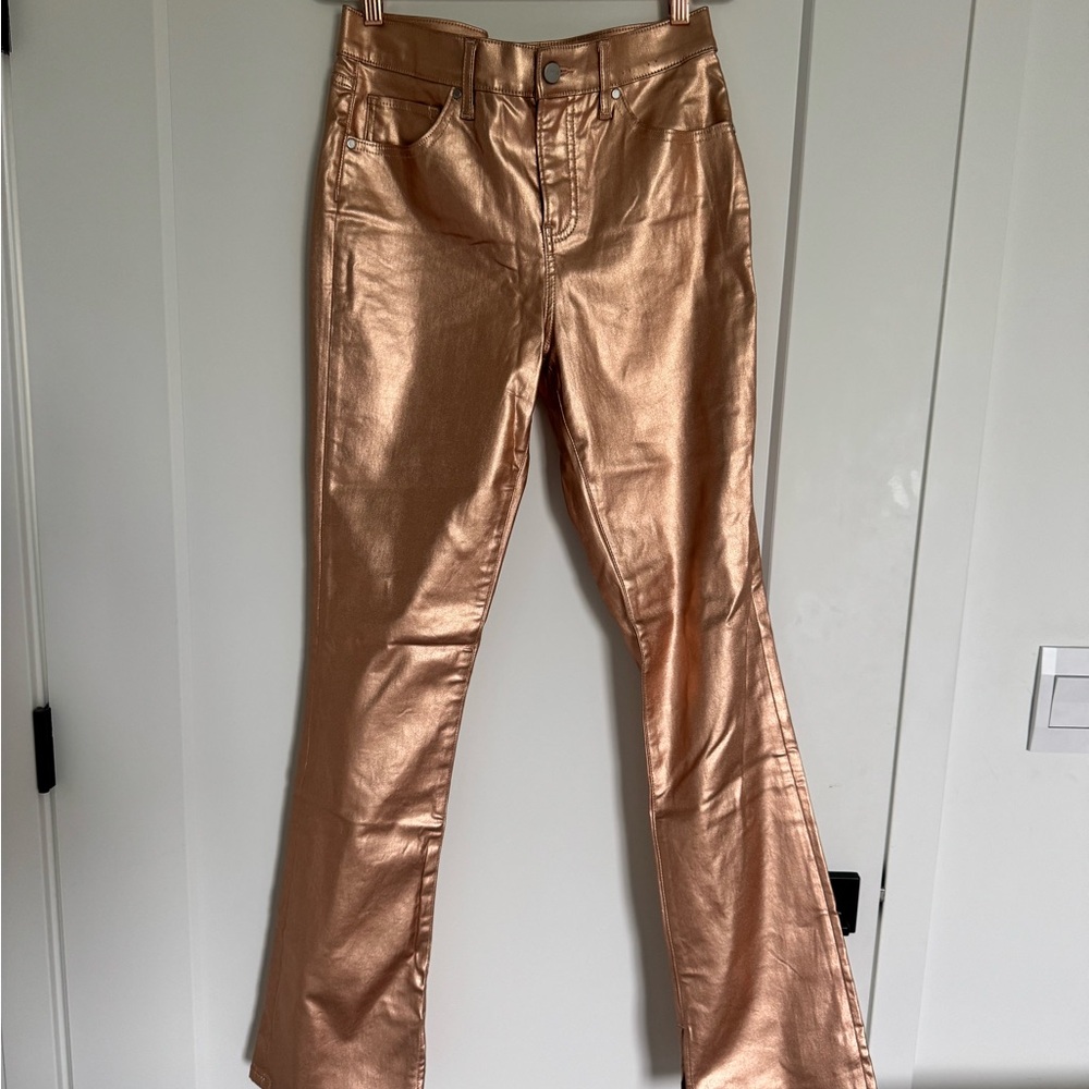 Express Metallic Rose Gold Flare Pants 6r